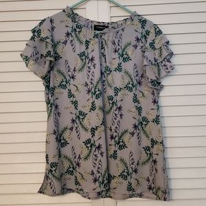 Gray flower blouse size L